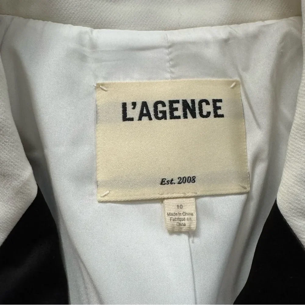 L'AGENCE White Blazer with Black Lapel - Picture 3 of 7